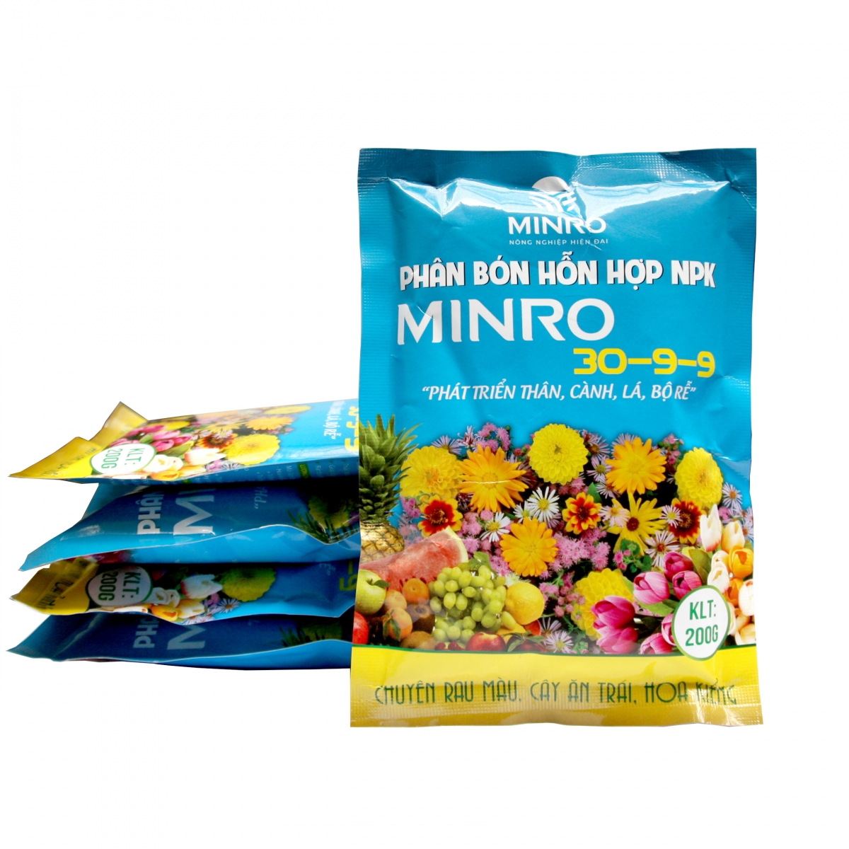 Compound fertilizer NPK minro 30-9-9 pack 200g provides high protein for plant growth, leaf branches, root packs