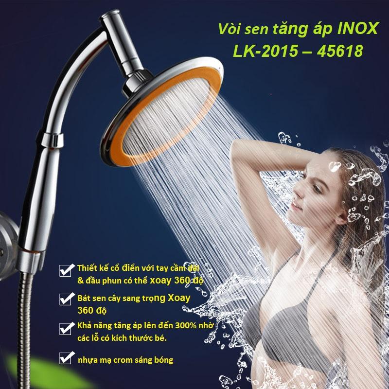 Vòi Sen Nhà Tắm,Vòi Sen Đa Năng,Vòi Nước Nóng Lạnh Cao Cấp,Vòi Sen Tăng Áp Inox Lk-2015 - 45618,Có Khả Năng Tăng Áp Lực Và Tiết Kiệm Nước Hơn 30% So Với Các Loại Sen Tắm Thông Thường,Sale 50% ,Bảo Hành Uy Tín 1 Đổi 1 bởi May Store.
