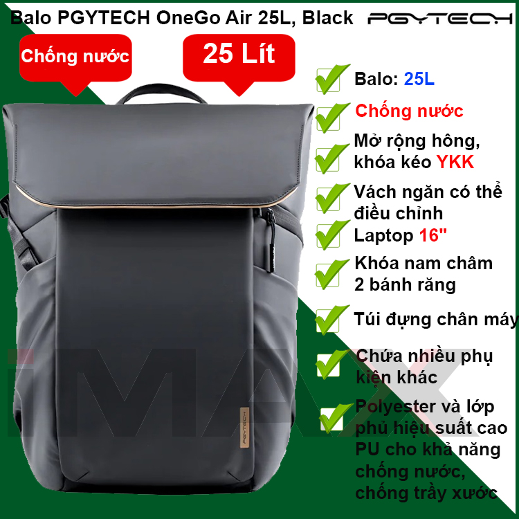Ba lô máy ảnh cao cấp pgytech onego air 25l - hàng chính hãng