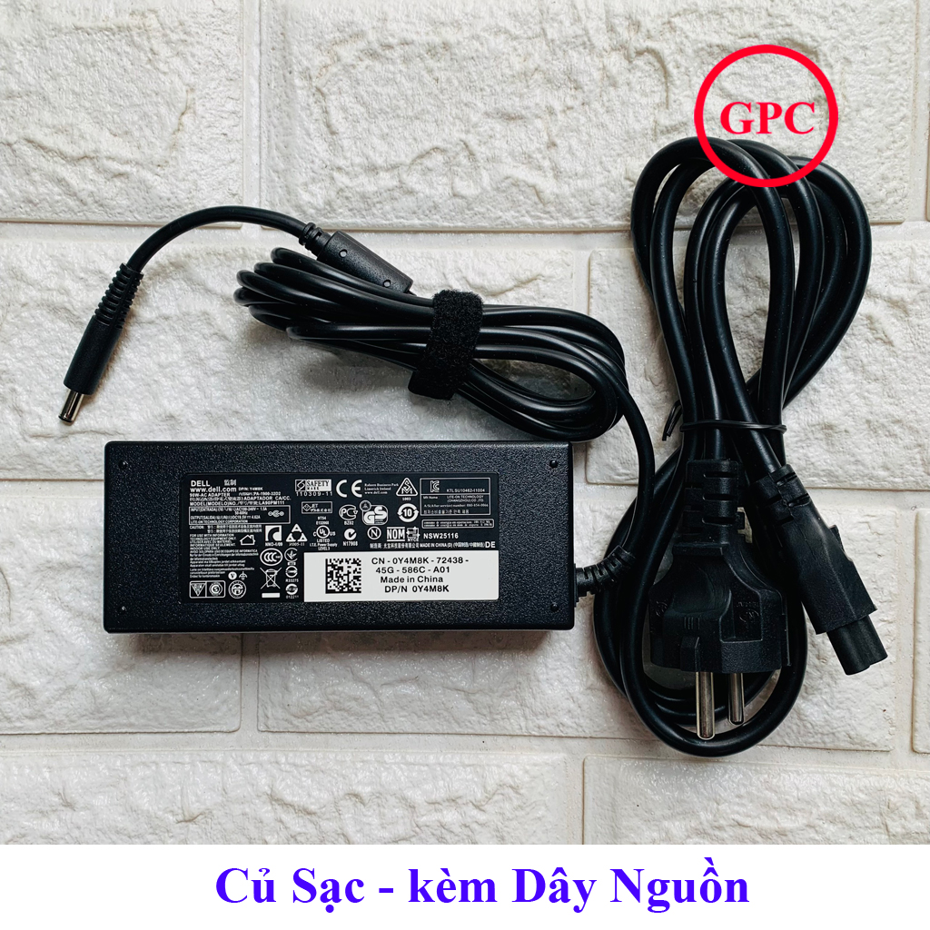 SẠC LAPTOP DELL CHÂN KIM NHỎ 19.5V 4.62A 90W dùng cho mã card rời thế hệ mới 3558 3567 3568 3578 5568 3559 5559 5565 5566 5567 5578 đường kính đầu sạc 4.5mm