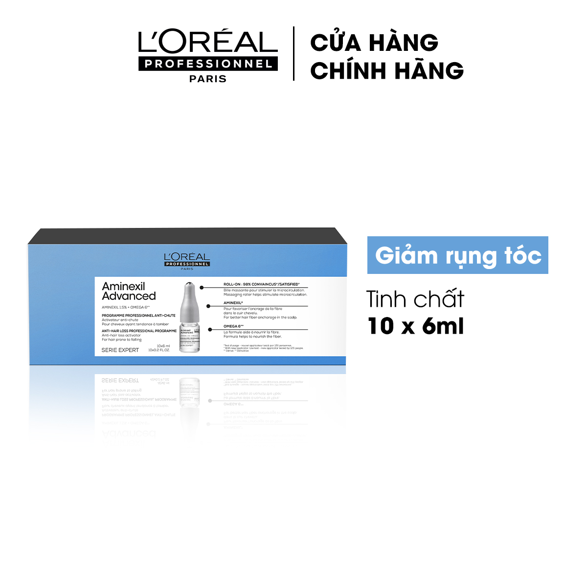 Tinh chất giảm rụng tóc chuyên nghiệp L'Oréal Professionnel Aminexil Advanced Ampoule (10 lọ x 6ml) MỚI