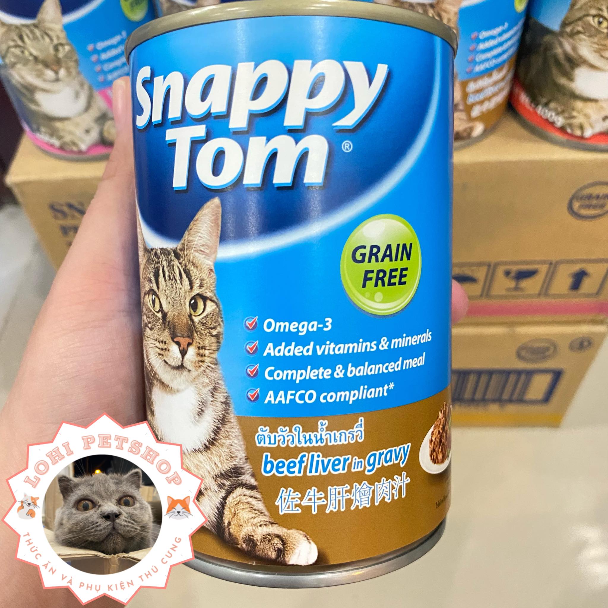 Thức ăn pate lon snappy tom 400gr cho mèo lớn