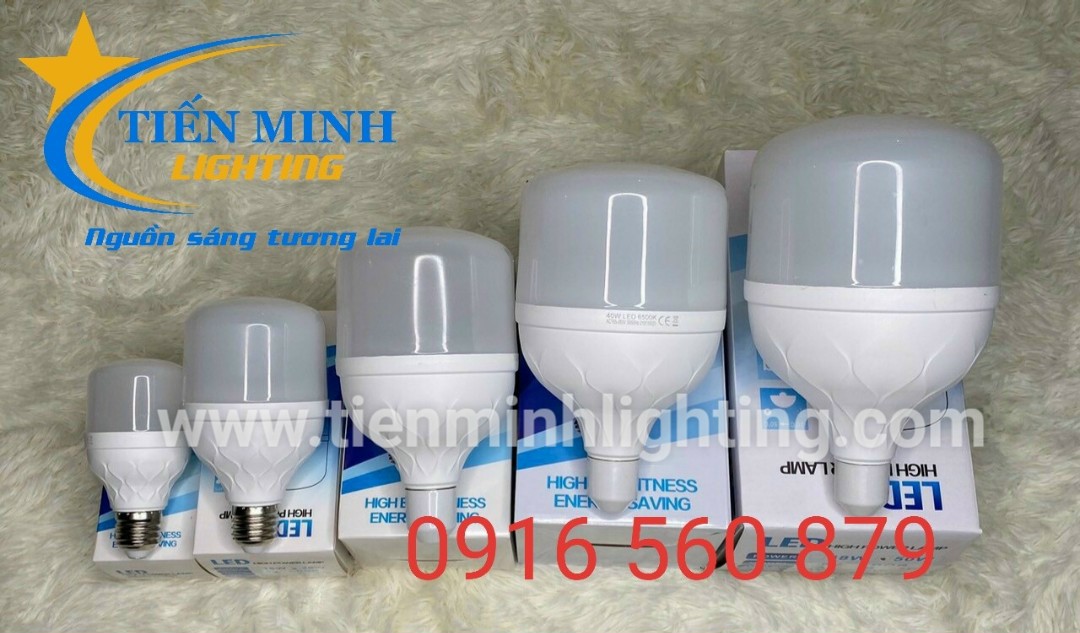 Bóng đèn led trụ 10w, 20w, 30w, 40w, 50w đèn trụ vân kim cương siêu đẹp - sáng trắng siêu rẻ, đèn bulb