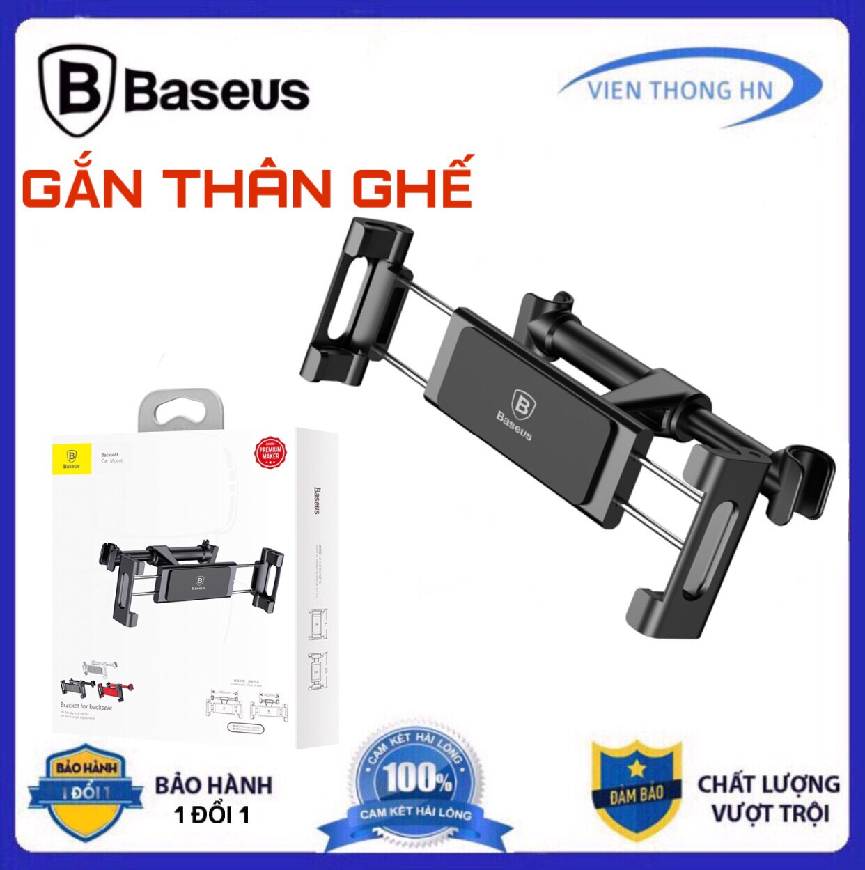 Giá đỡ ipad trên ô tô Baseus LV236 - đế giữ máy tính bảng điện thoại trên oto gắn thân ghế sau tiện lợi - vienthonghn