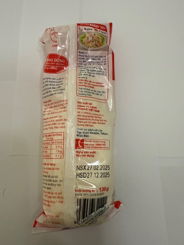 Sốt Mayonnaise Kewpie Hương Vị Nhật (130g/1 túi)