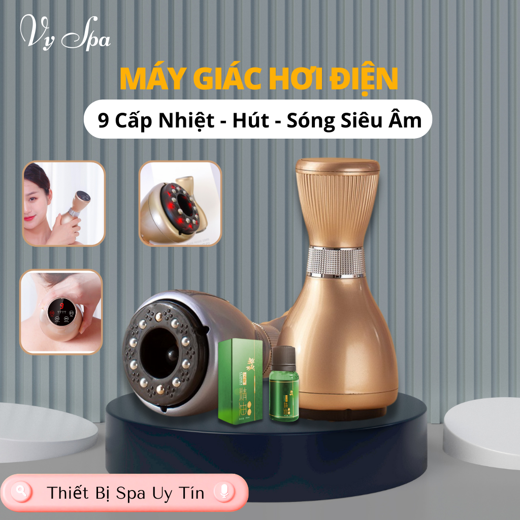 Máy giác hơi cạo gió massage tích điện 9 cấp độ có đèn hồng ngoại, bh 3 tháng