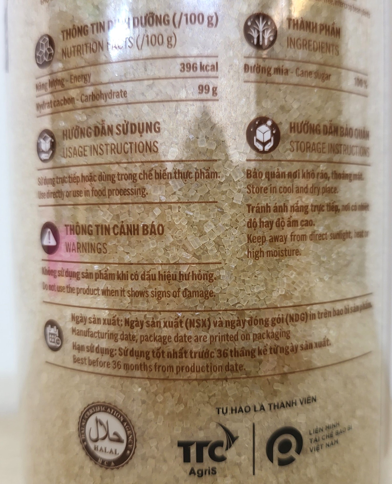 [Hộp 800g] [Organic] ĐƯỜNG MÍA HỮU CƠ [Laos] BIÊN HÒA Cane Sugar (halal)