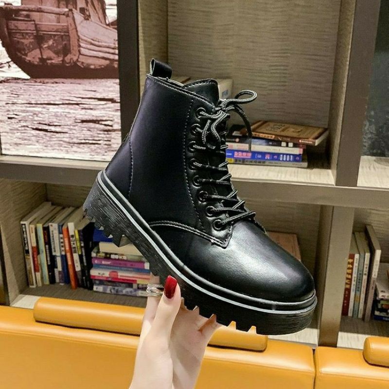 Giày bốt nữ cao cổ khoá kéo cá tính đế cao 4cm chất da mềm