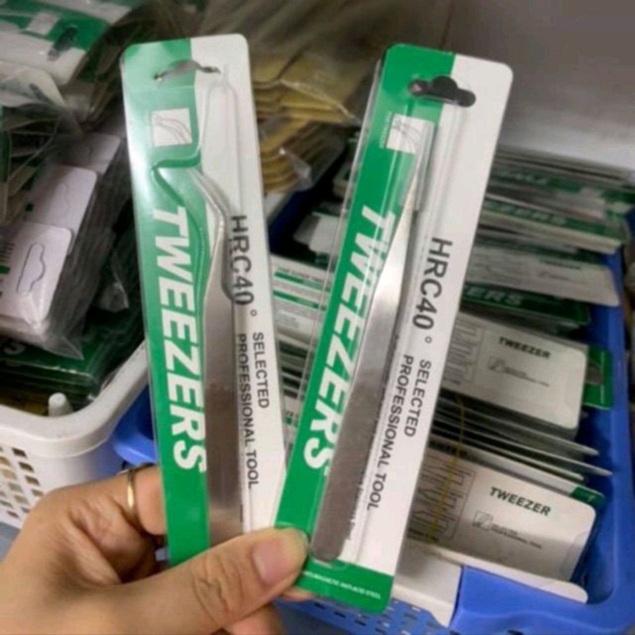 Set 2 Cây Nhíp Nhặt Lông Yến, Nhíp Gắp Linh Kiện Điện Tử, Nhíp Gắp Nối Mi 1 Cong 1 Thẳng Chính Hãng Vetus Siêu Nhọn