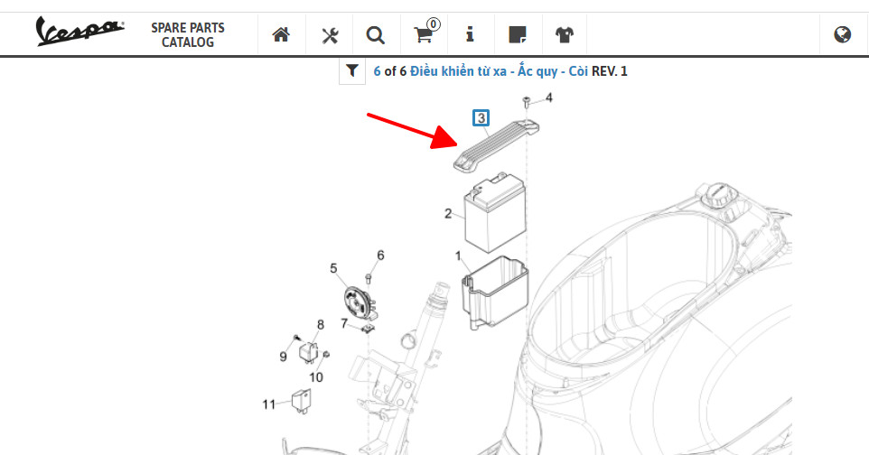 Nẹp lắp ắc quy GTS/ GTV Vespa