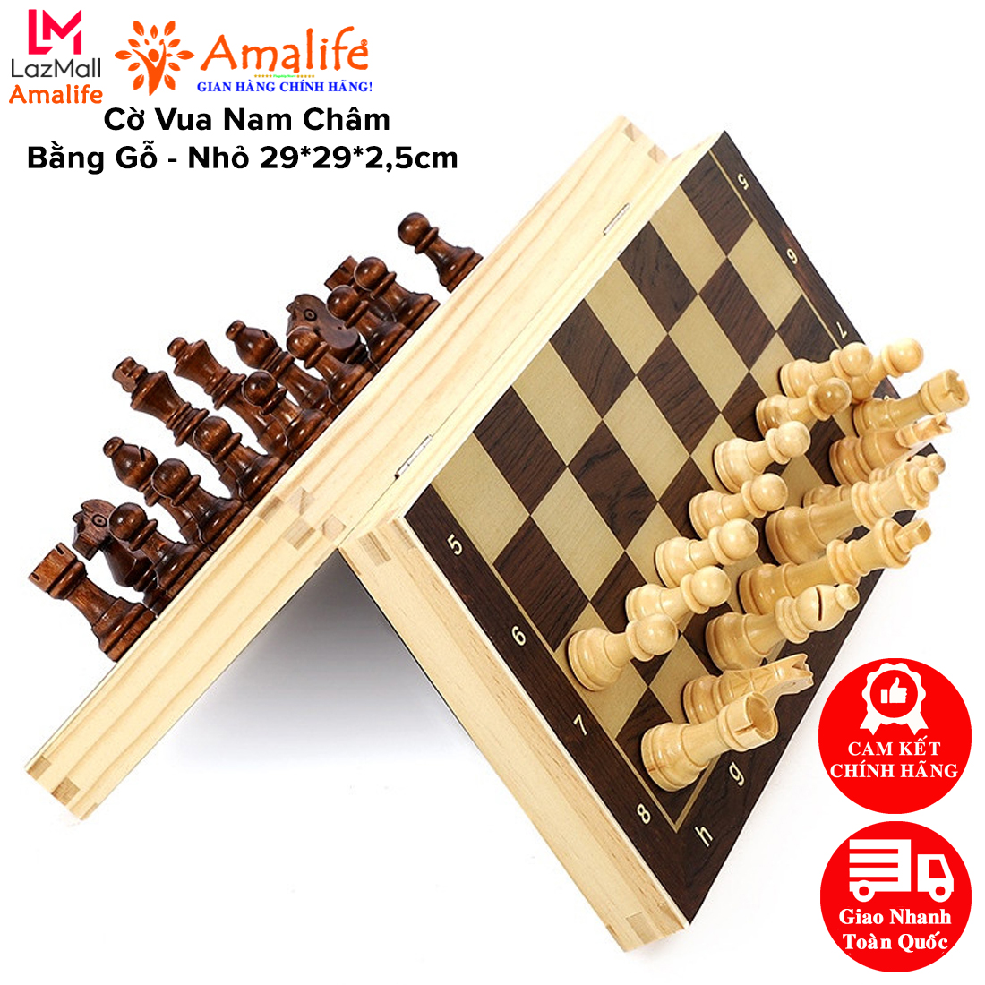 Bộ cờ vua nam châm bằng gỗ size nhỏ 292.5cm – cờ vua bằng gỗ có gắn nam châm cao cấp hãng amalife