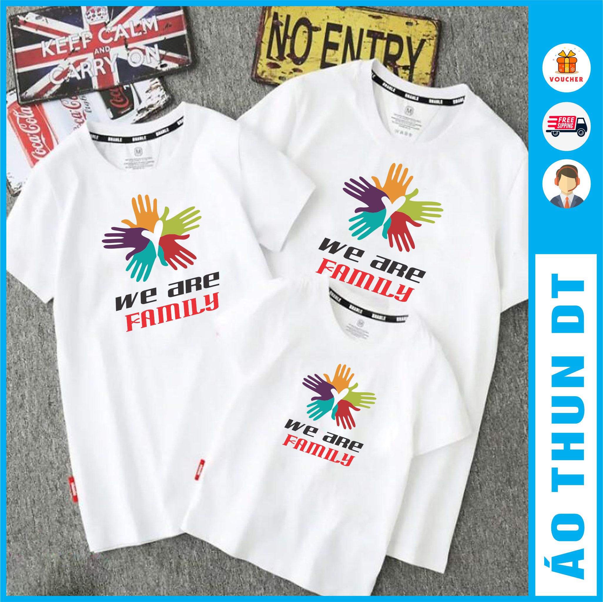 Áo gia đình đi biển - We are Family - In hình bàn tay đoàn kết
