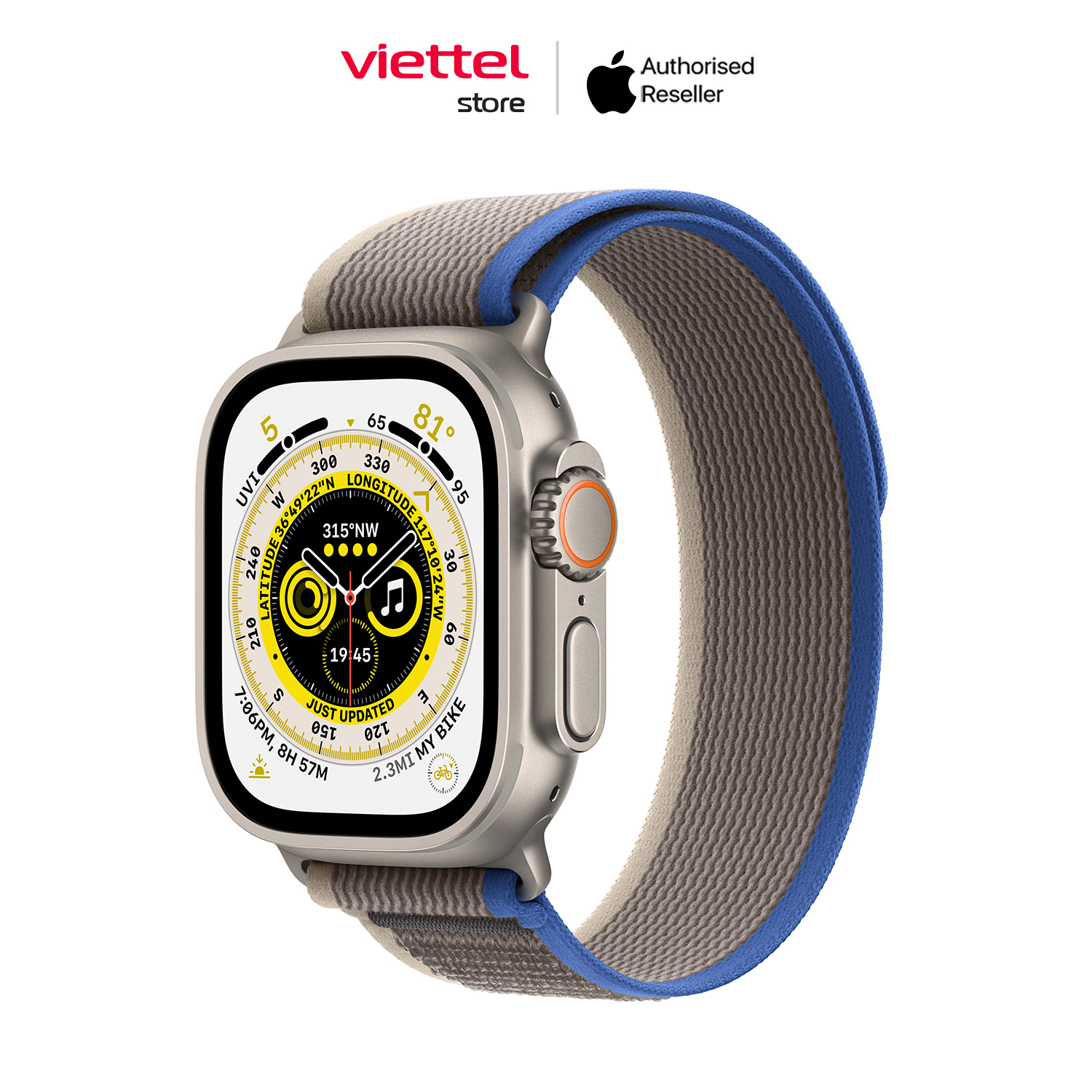 Apple Watch Ultra viền Titanium dây Trail Loop size S/M 49mm Chính hãng [Viettel Store]