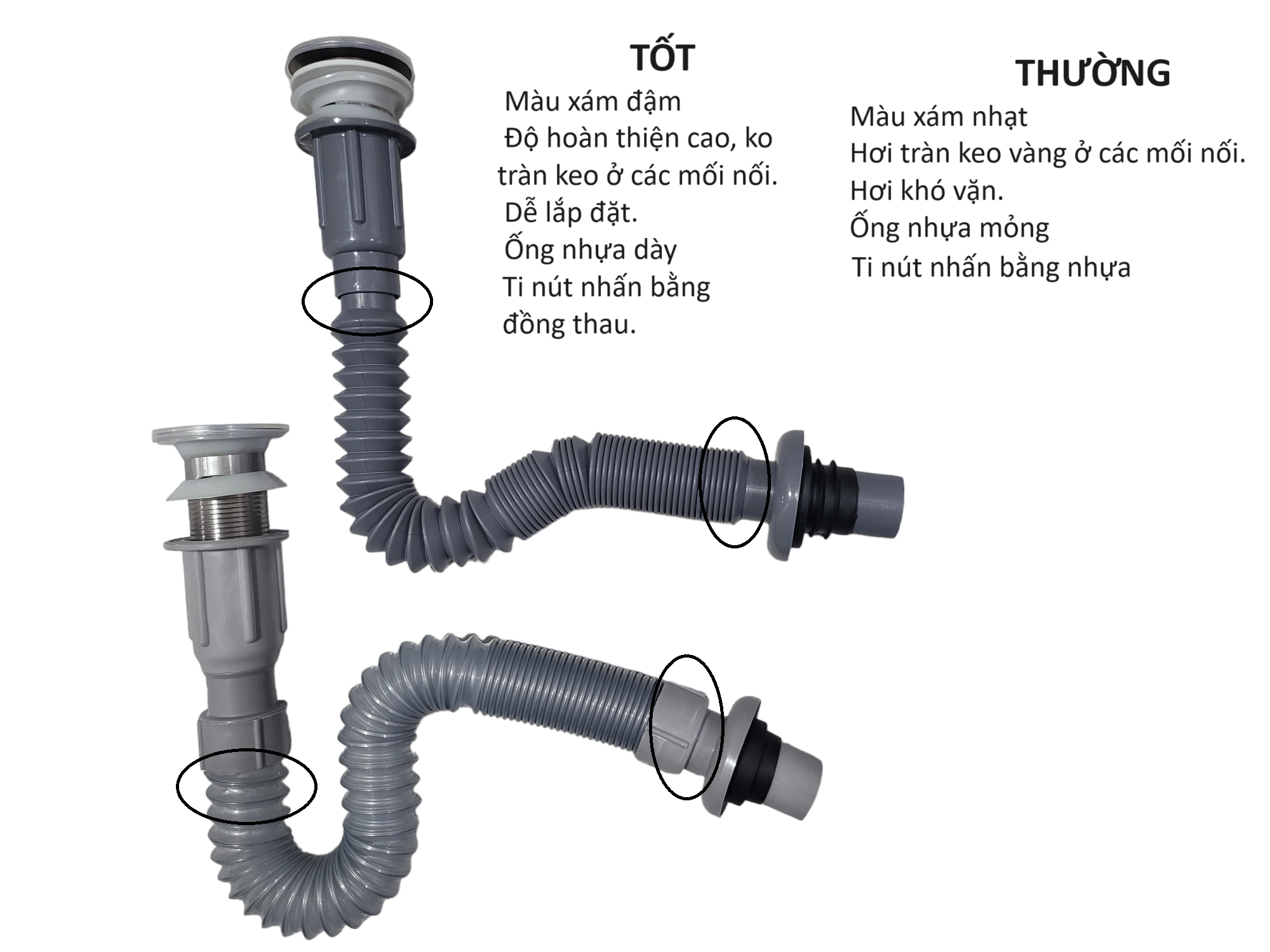 [Q.Tân Bình] Xi phông xả lavabo ruột gà nhấn nhựa chống hôi - Bộ xả chậu lavabo như hình nhấn/lật