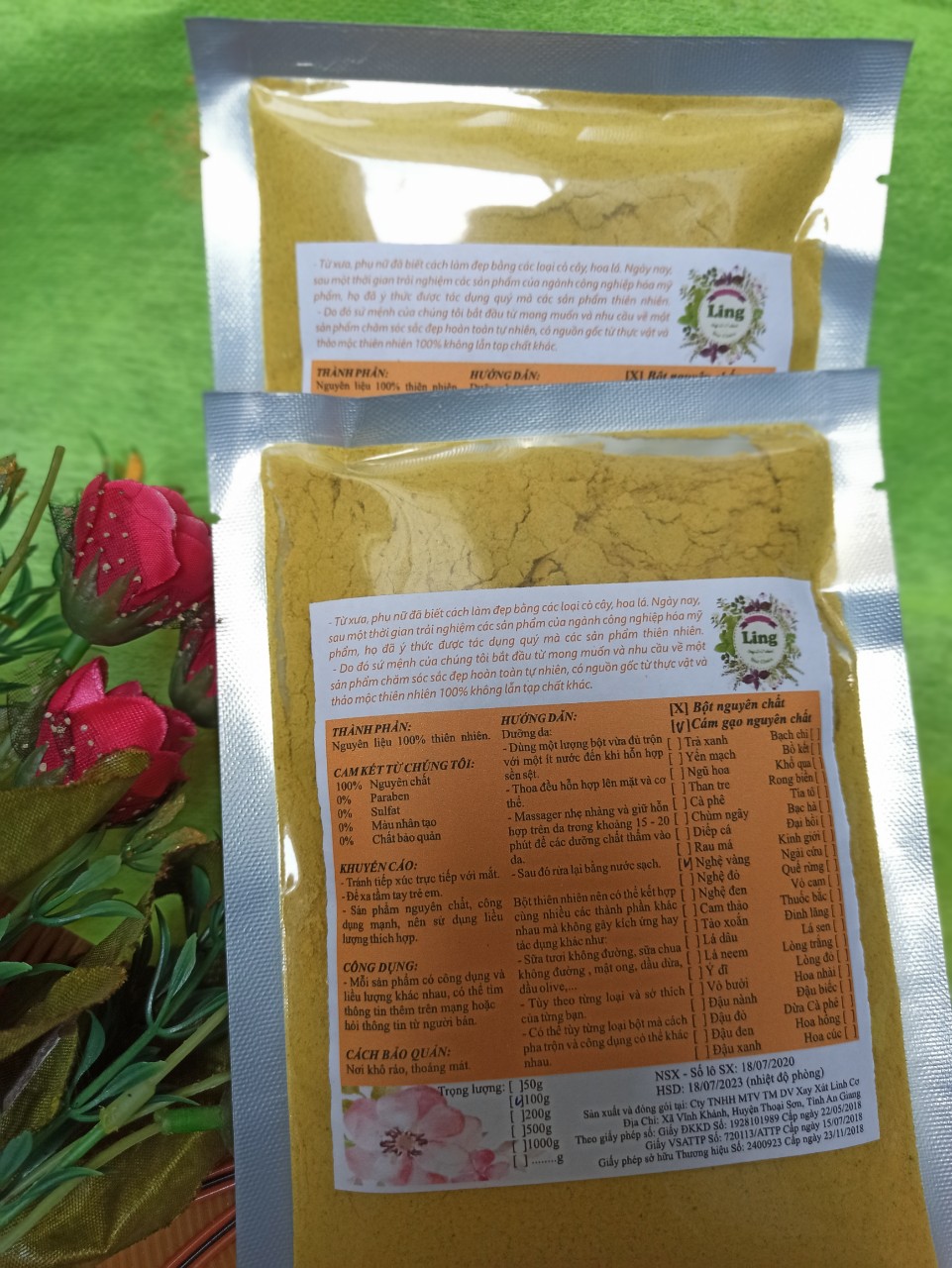 [HCM]Bột cám gạo nghệ 100g