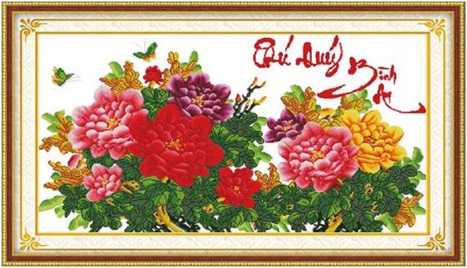 Tranh thêu chữ thập phú quý bình an dlh-222788