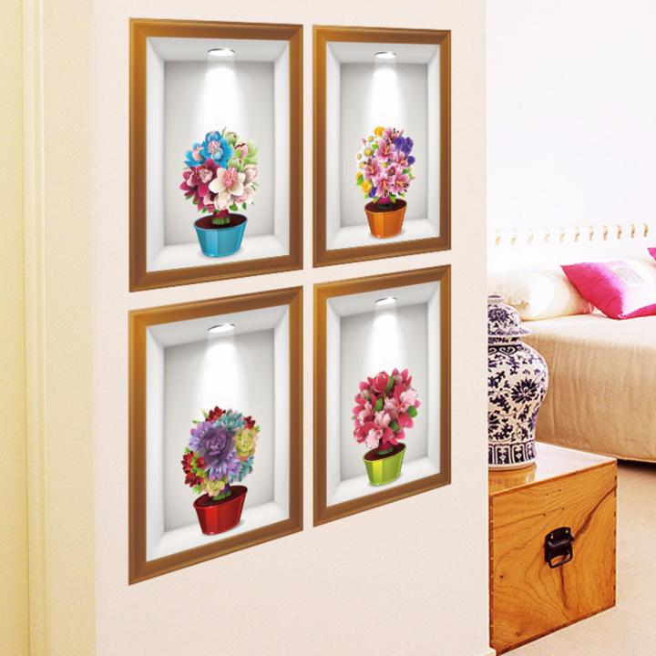 Decal dán tường LỌ HOA CẨM TÚ CẦU Sticker Tranh Dán Tường Decal dán tường cây xanh ,Decal dán tường hoa lá