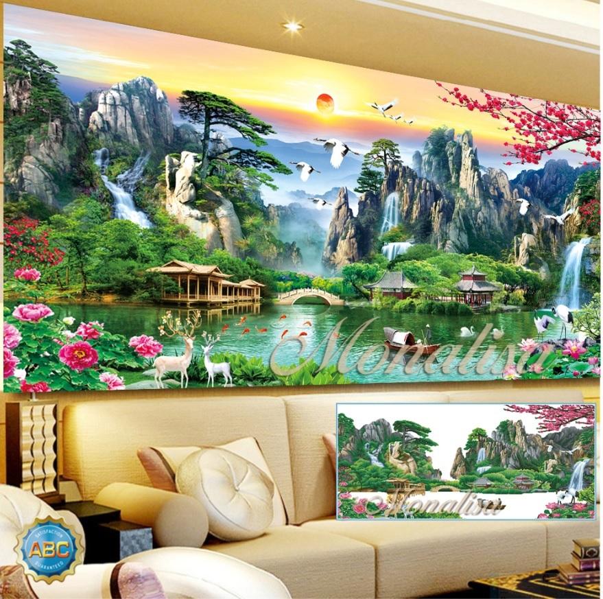 [HCM]Tranh đính đá phong cảnh Y8233_120x60cm