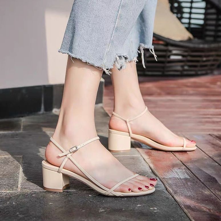 Giày Cao Gót Vuông 5p Quai Mảnh Nối Gót