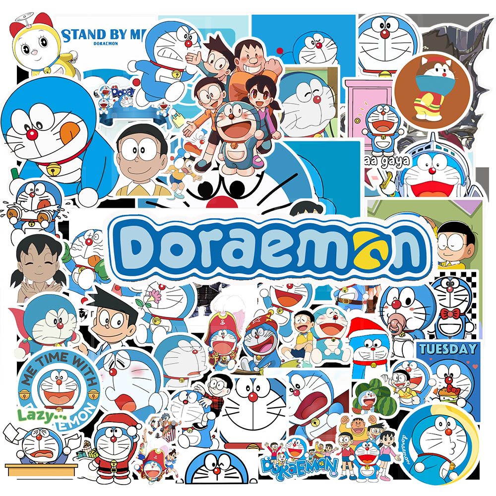 Bộ 50 miếng dán chống thấm nước hình doraemon xinh xắn
