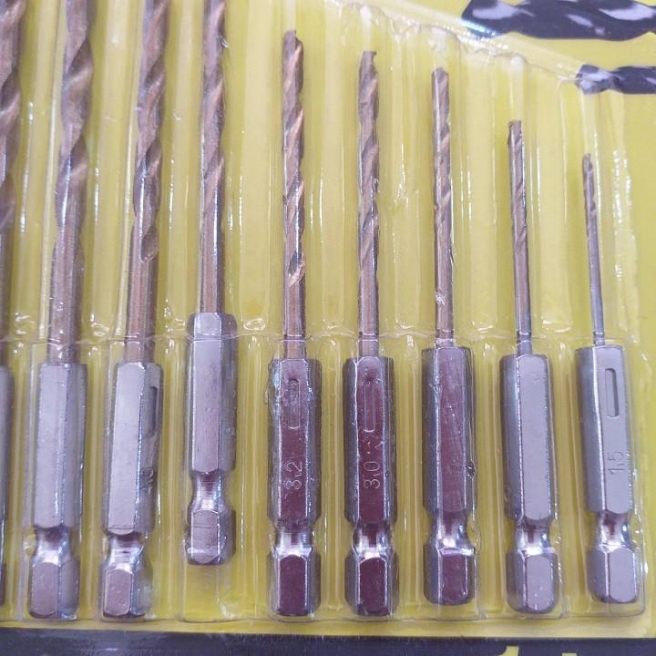 Bộ 13 mũi khoan sắt chuôi lục giác phủ titanium