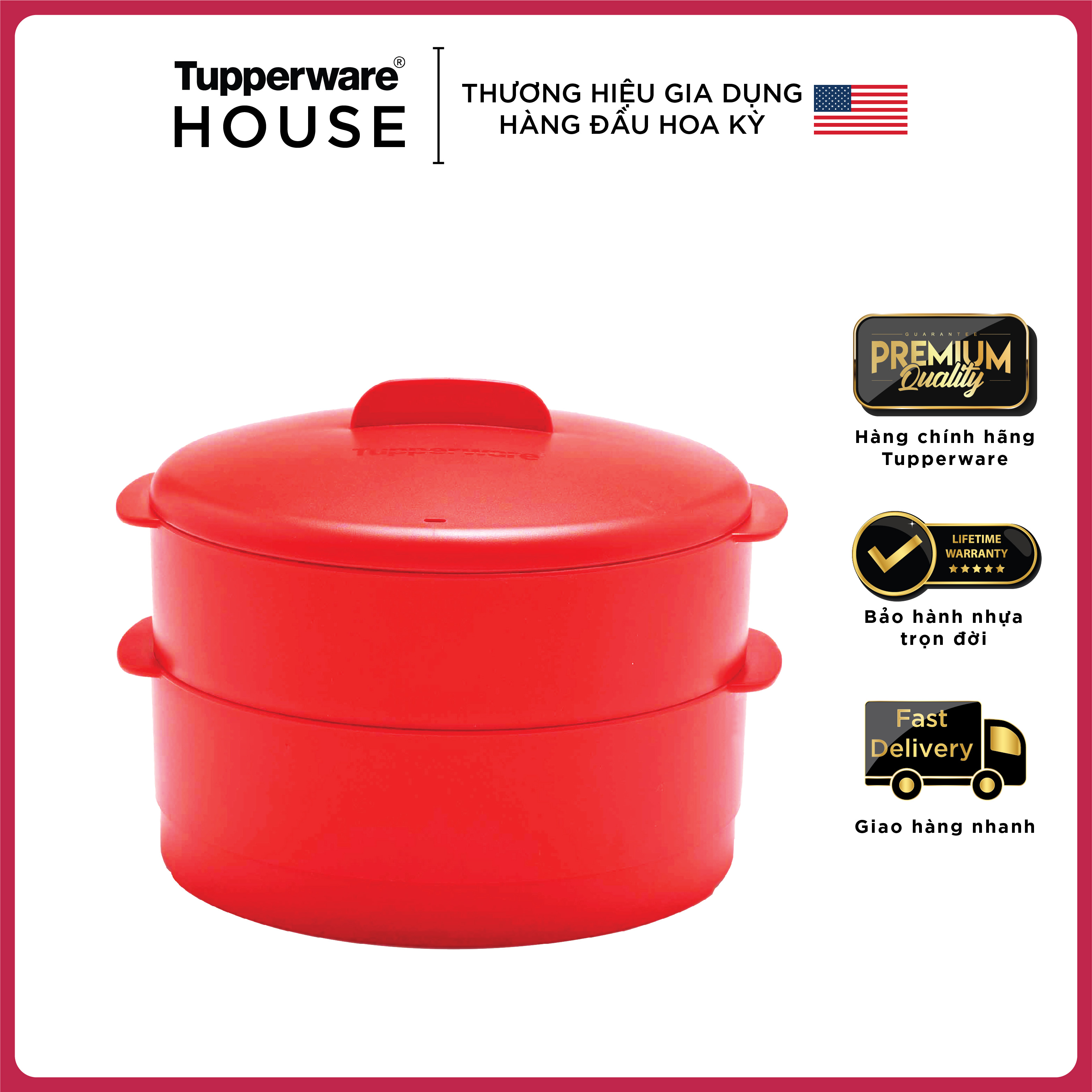 Xửng Hấp Tupperware Steam It 2 Tầng - Chili