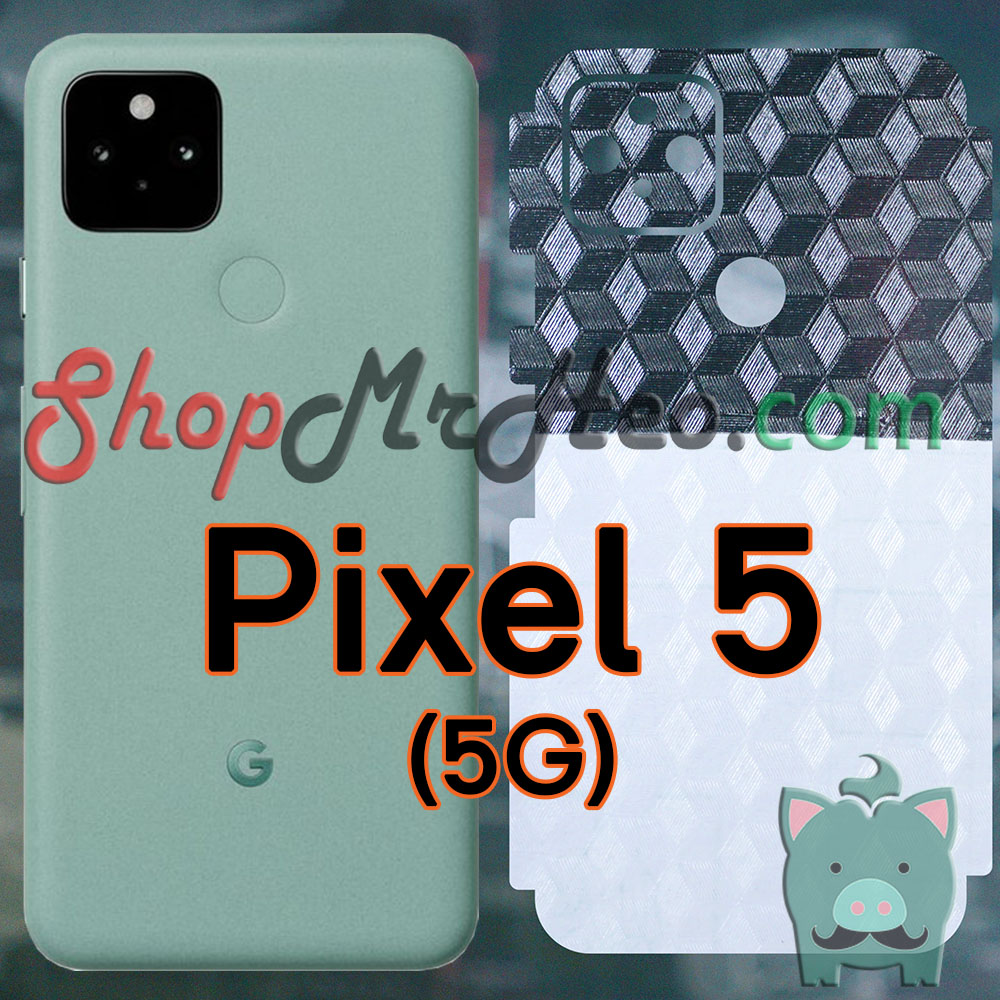 Skin Dán Mặt Sau Lưng Vân 3D Google Pixel 5 5G - Pixel 5a 5G (Carbon, Hình Hộp, Nhám, Vân Da)