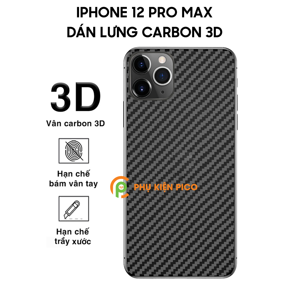 Dán lưng Iphone 12 Pro Max vân carbon 3D tản nhiệt tốt - Dán lưng vân carbon Iphone 12 Pro Max - Dán lưng Iphone 12 Series