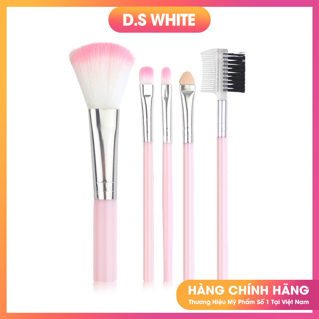 Bộ Cọ Trang Điểm 5 Cây Mini Màu Hồng