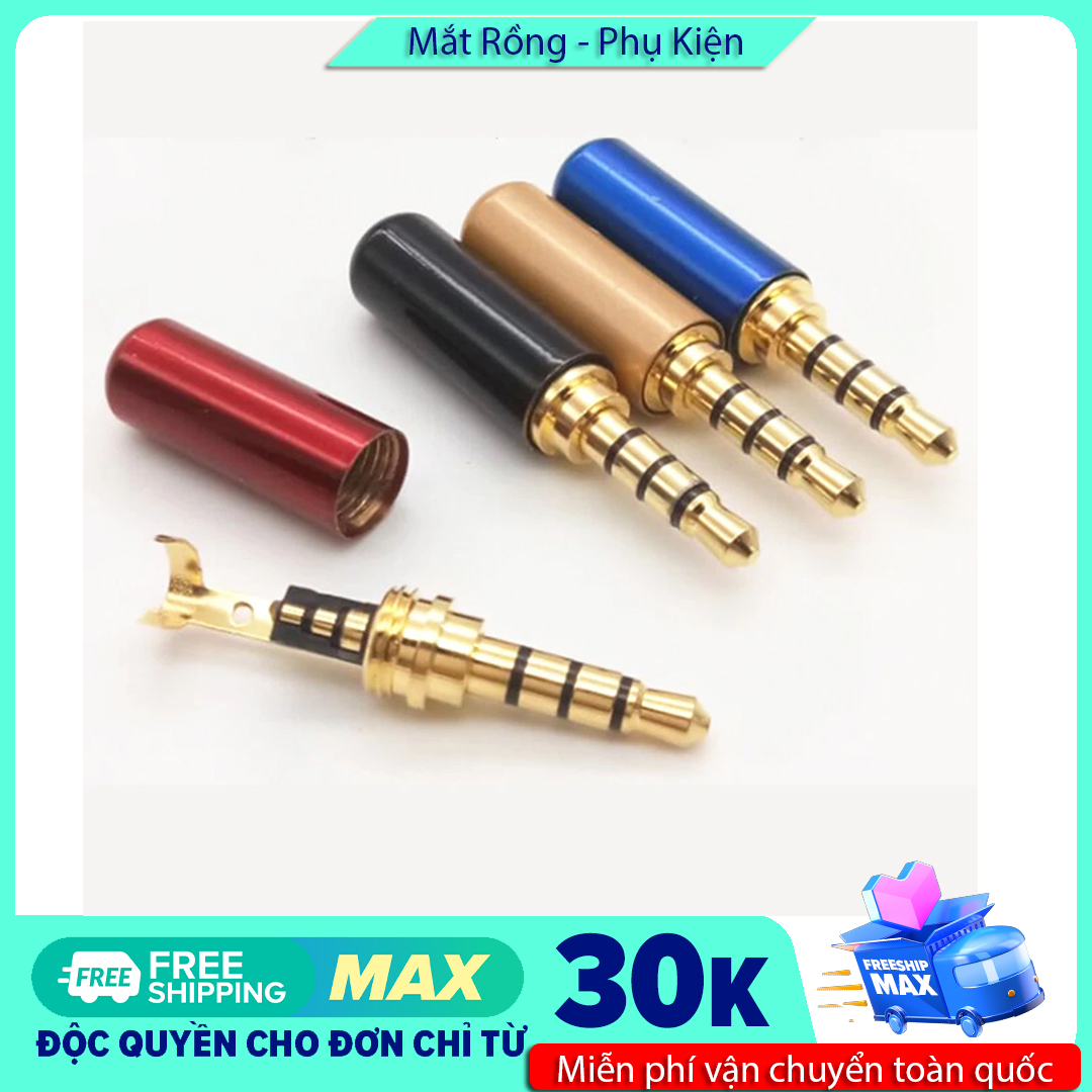 (Tự hàn) 1Jack audio 3.5mm đầu vàng 4 ngất siêu đẹp và siêu bền