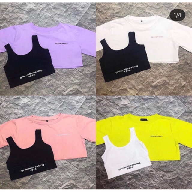 Set áo croptop cực hot, chất iệu tốt, bền màu, mang lại cảm giác thoải mái cho người mặc, cam kết sản phẩm như hinh