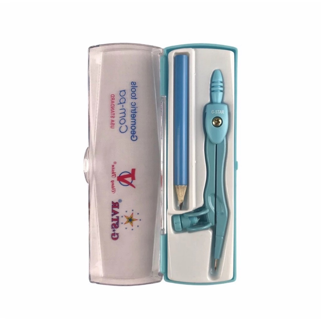 Gstar U-112 Wooden Pencil Compass, Blue, Pink, Silver