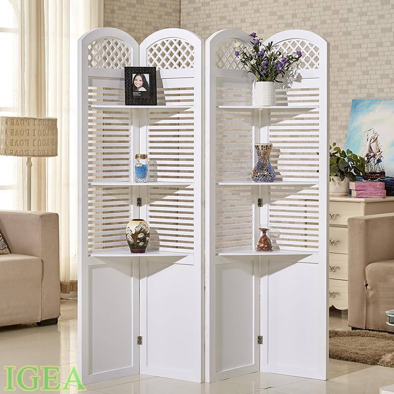 Bình Phong VÁCH NGĂN Sọc Ngang Họa Tiết Nhỏ Có Kệ IG472 ( Giá 4cánh ) IGEA