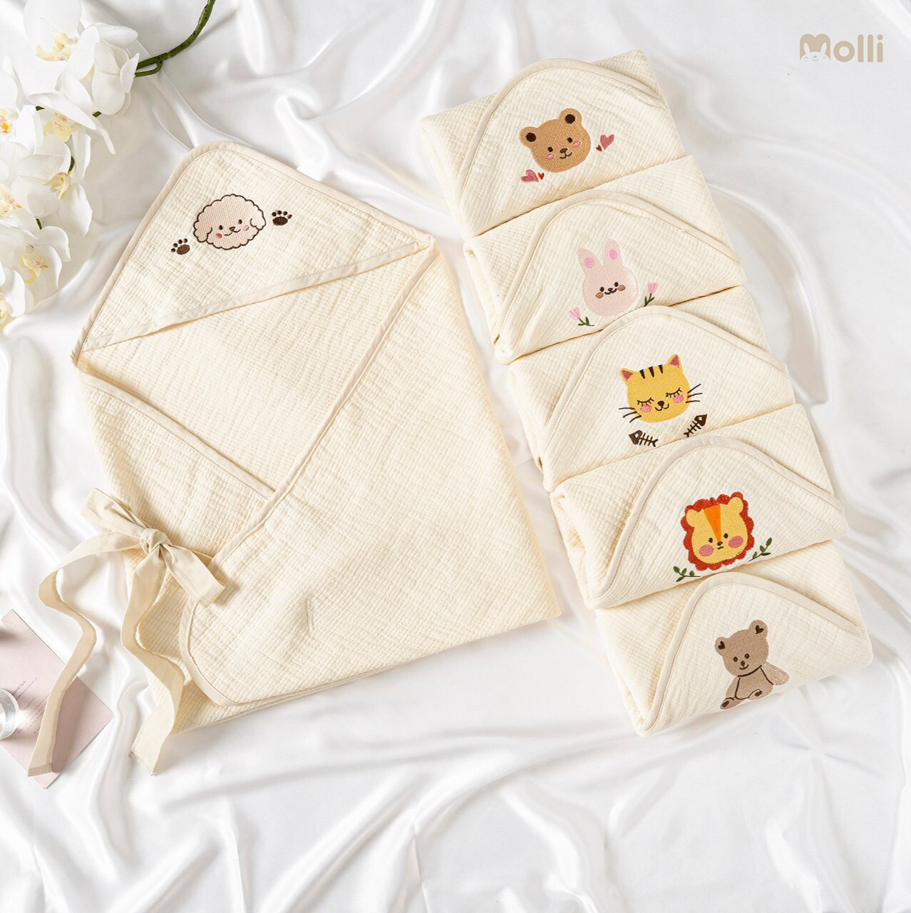 Ủ Xô Muslin Joonee 3 Lớp Kèm Dây Đai Cao Cấp Cho Bé Sơ Sinh