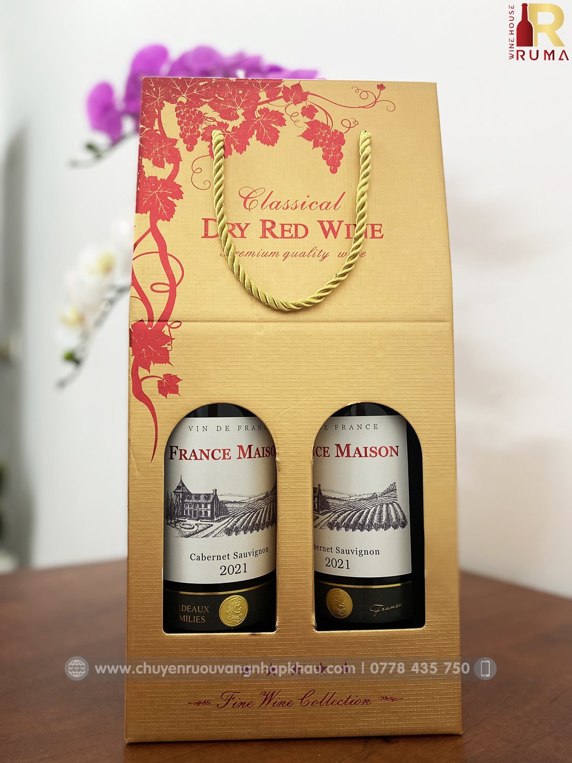 Set vang Pháp France Maison (hộp giấy 2 chai)