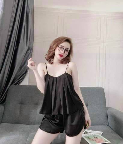 Bộ ngủ lụa 2 dây sexy lụa satin cao cấp , pijama lụa satin gợi cảm 56kg