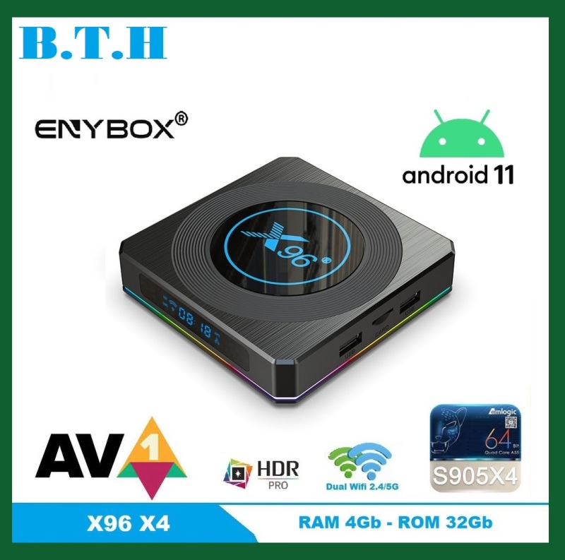 Android TV Box X96 X4 - Amlogic S905X4, Android 11, Ram 4GB, Bộ nhớ trong 32GB, cấu hình mạnh mẽ, hỗ trợ định dạng AV1 mới nhất