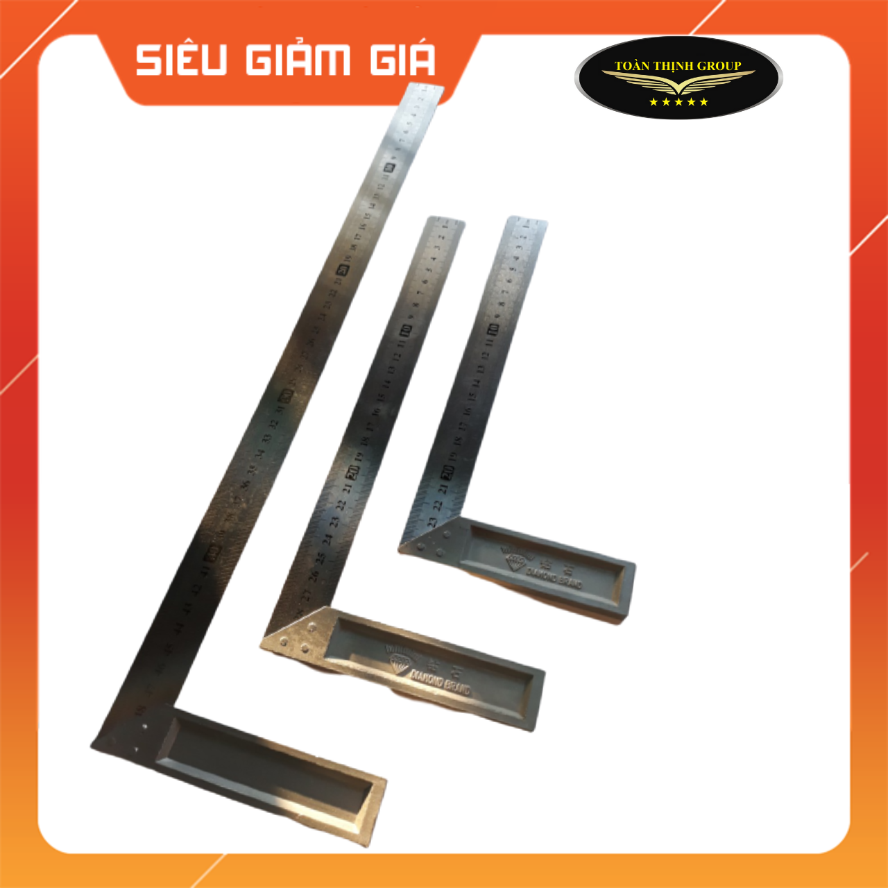 Thước đo góc vuông hiệu kim cương - nhiều kích cỡ 25cm, 30cm, 50cm - ke góc vuông - ê ke góc