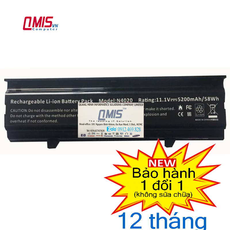 Pin laptop dell inspiron 14v n4020 n4030d n4030 – n4030 – 6 cell