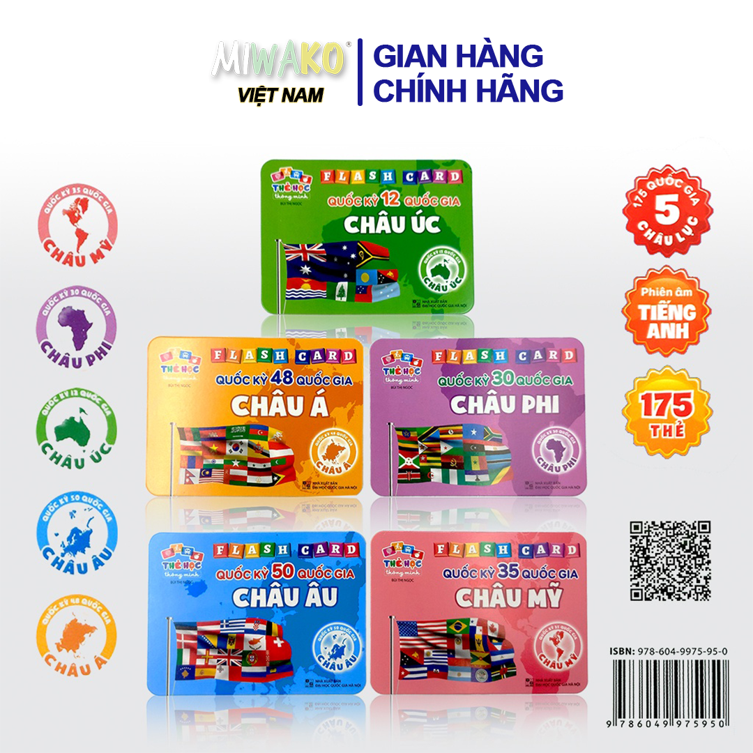 Bộ 175 Thẻ Flash Cards Quốc Kỳ Cờ Các Quốc Gia Trên Thế Giới - Miwako Store