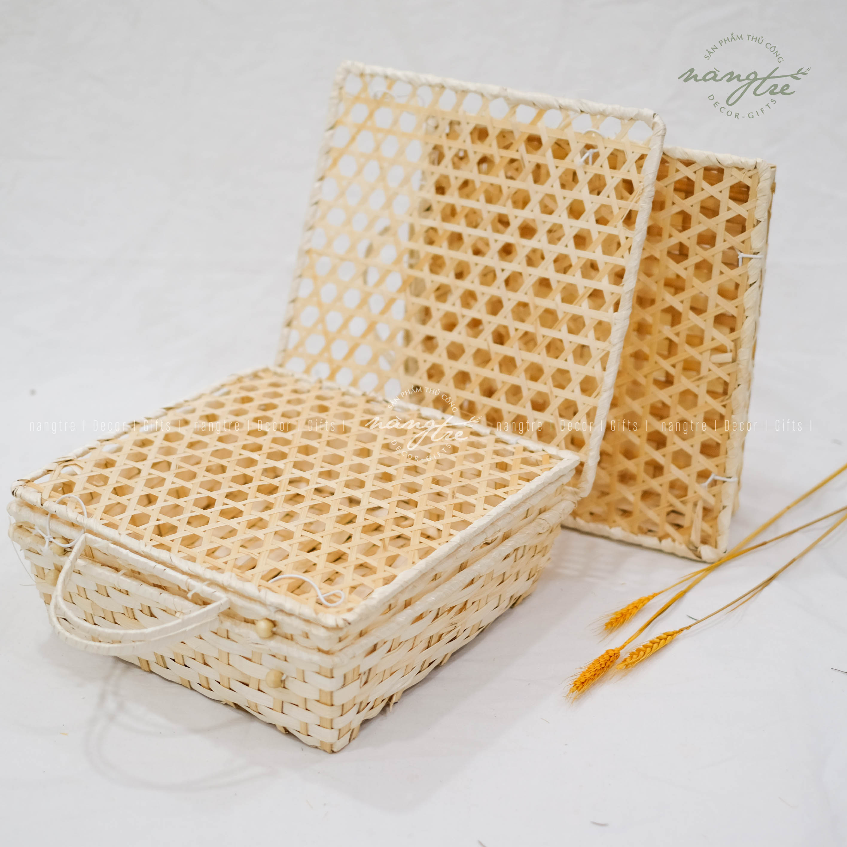 [HCM]Giỏ tre đan mắt cáo - Giỏ tre đựng quà - Bamboo basket
