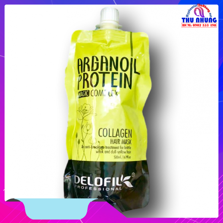 [Tặng mũ trùm]DẦU Ủ TÓC COLLAGEN DELOFIL ARGANOIL PROTEIN SIÊU MƯỢT 500ML