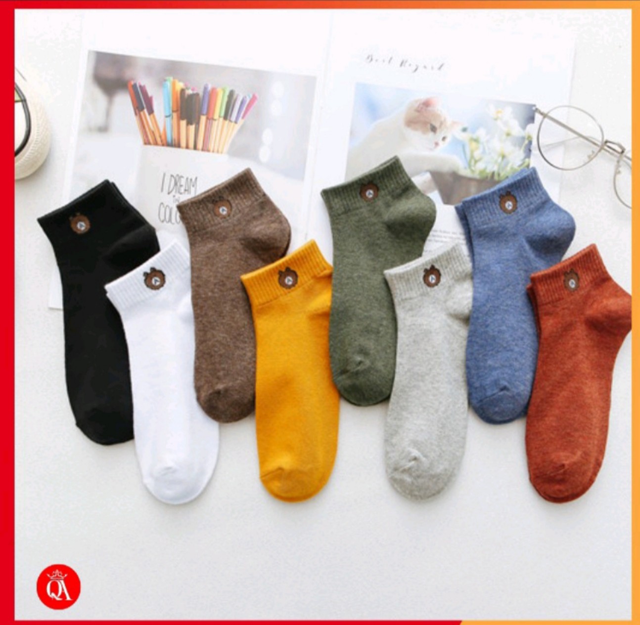 Set 10 đôi tất vớ gấu brown cổ ngắn