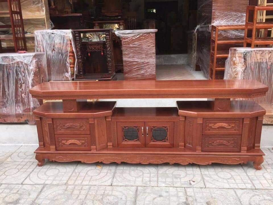 [Trả góp 0%] Kệ tivi vát cạnh gỗ xoan đào dài  màu cánh gián vân gỗ tự nhiên gỗ đã được xử lý tẩm sấy chống mối mọt sơn PU tỉ mỉ cẩn thận kiểu dáng mới mẻ sang trọng