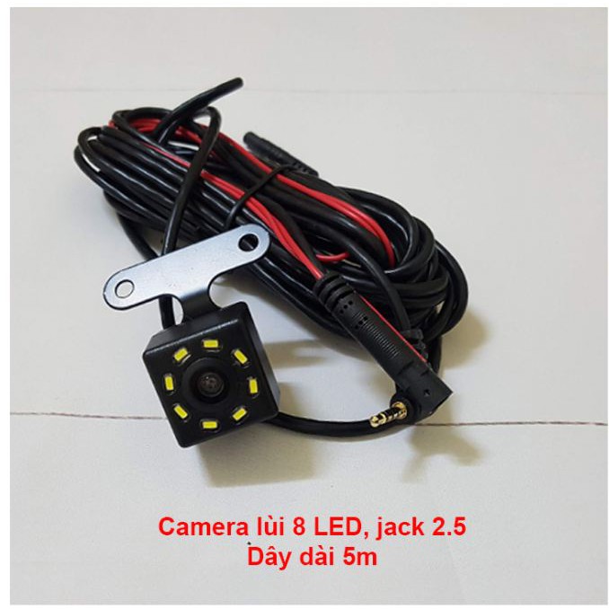 Camera lùi 8 led loại jack 2.5mm 5 chân đấu nối với camera hành trình