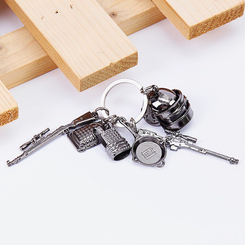 Bộ 6 Móc Khóa Pubg Mini Coper (Ka98  chảo  nón 3  balo 3  giáp 3  Awm )