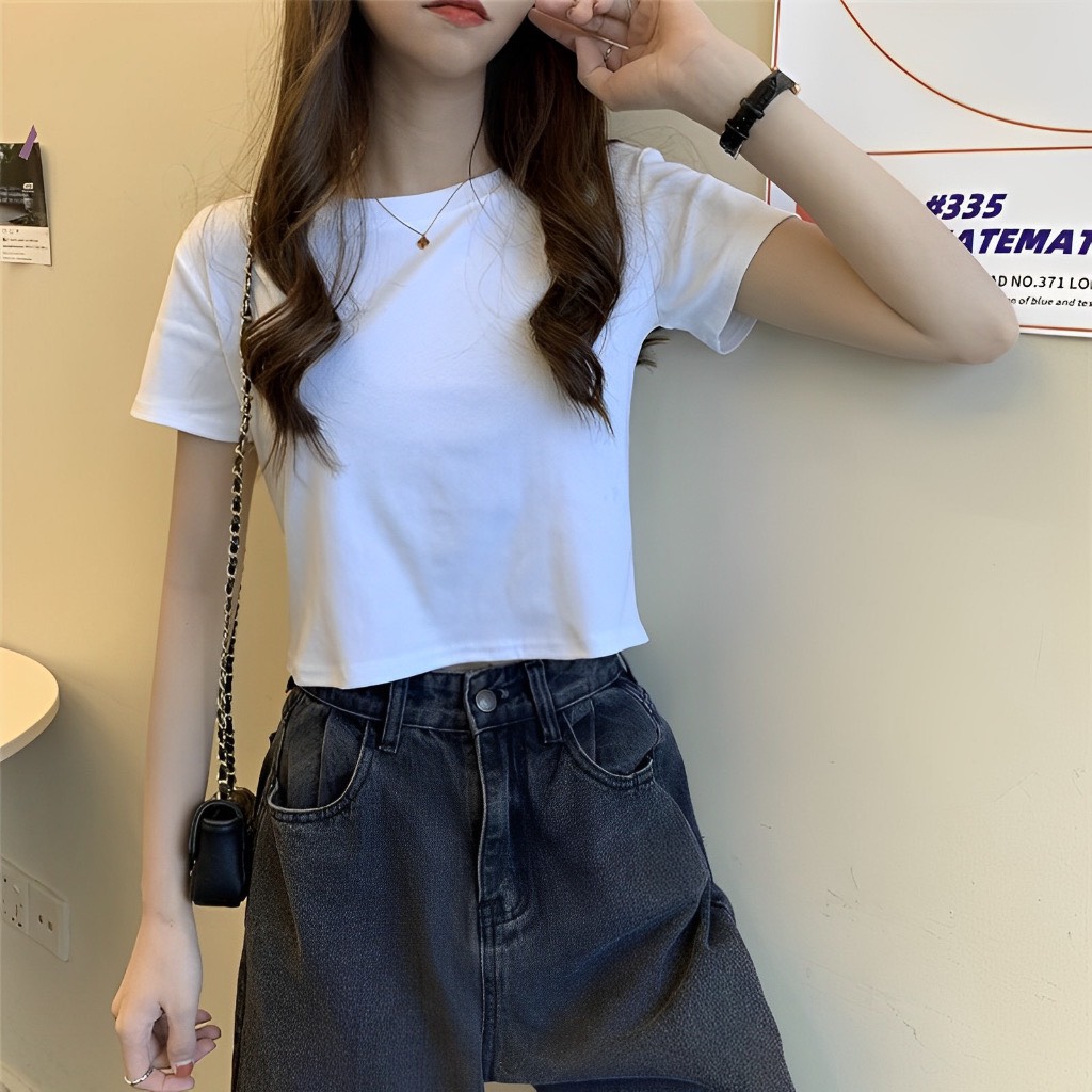 Áo Croptop cộc Tay Phong Cách Hàn Quốc