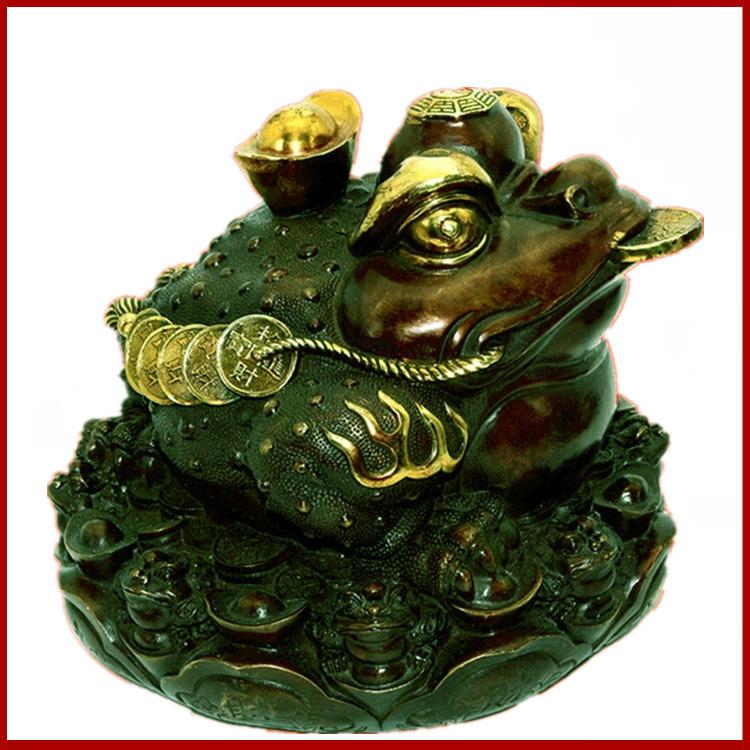 Tượng Thiềm thừ (cóc tiểu)- Bằng đồng thau lên men xanh giả cổ nặng 850g cao 12cm (Cóc ba chân linh vật phong thuỷ hút tài lộc)