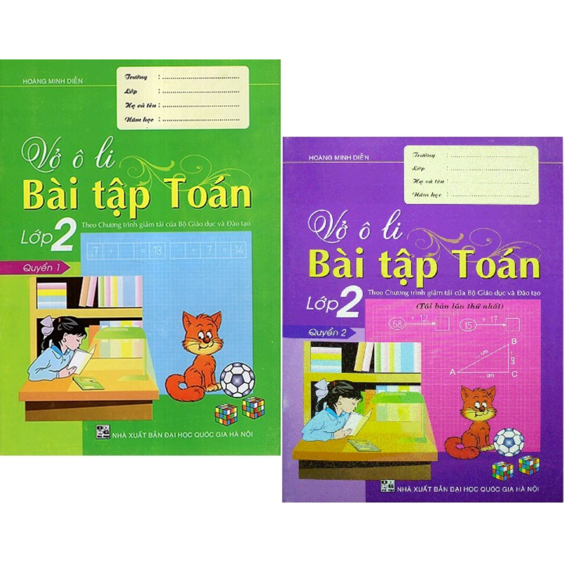 Combo Vở Ô Li Bài Tập Toán Lớp 2 (Quyển 1 + Quyển 2)