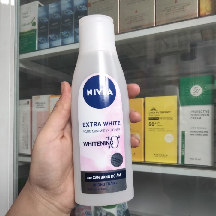 Nước hoa hồng nivea dưỡng sáng da, hỗ trợ se khít lỗ chân lông extra white pore minimizer toner 200ml